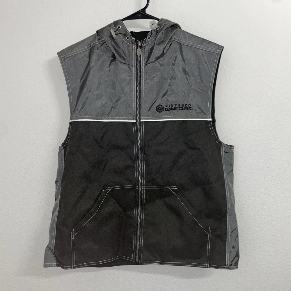 Boardroom Nintendo GameCube Rare VTG Soft Shell Hooded Vest Black Jacket Mens L
